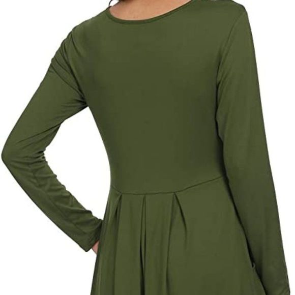 DouBCQ Women's Casual Long Sleeve Flowy Pleated Fall Dresses - Picture 2 of 3